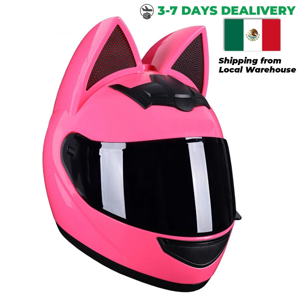 KemiMOTO Full Face Detachable Cat Ear Motorcycle Helmet DOT