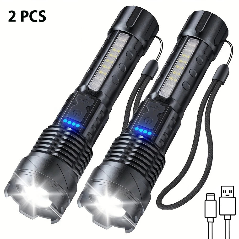 1/2pcs Rechargeable  High Lumens Flashlights