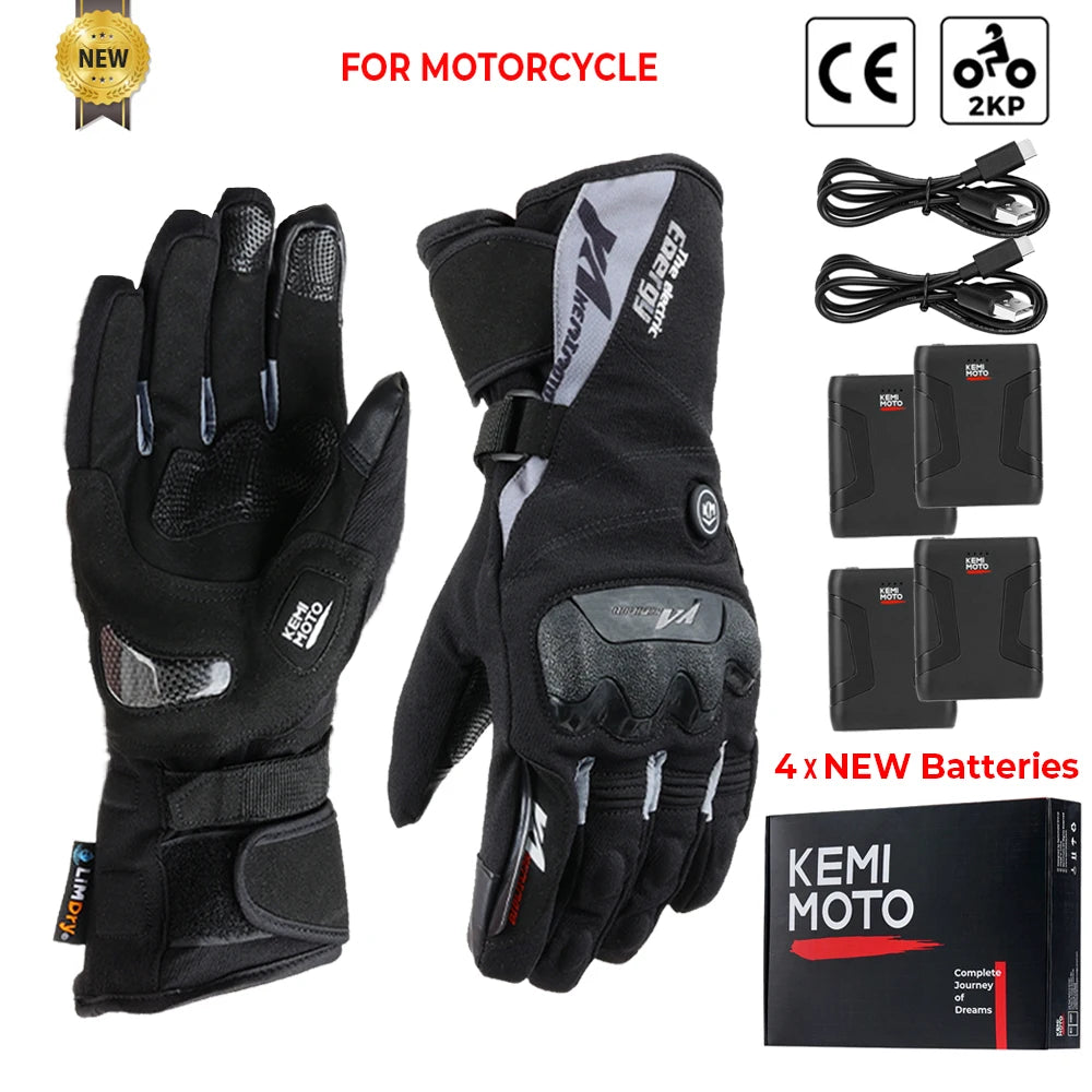 KemiMoto Motorcycle Touch Screen Heated Gloves