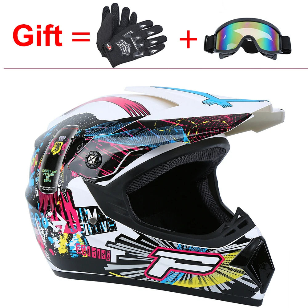 Off Road Motorcycle Helmet Full Face W/Goggle Gloves