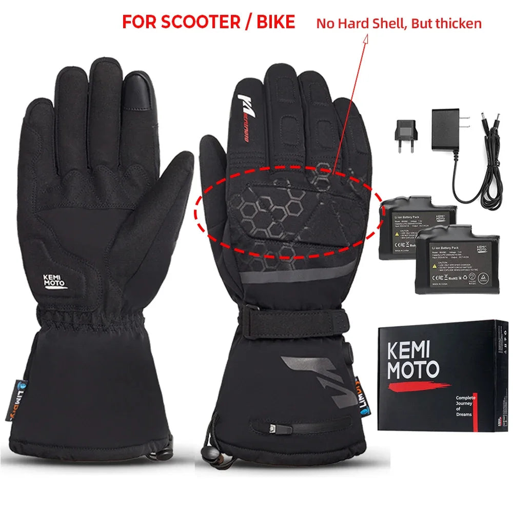 KemiMoto Motorcycle Touch Screen Heated Gloves