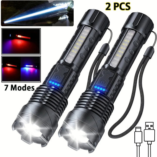 1/2pcs Rechargeable  High Lumens Flashlights