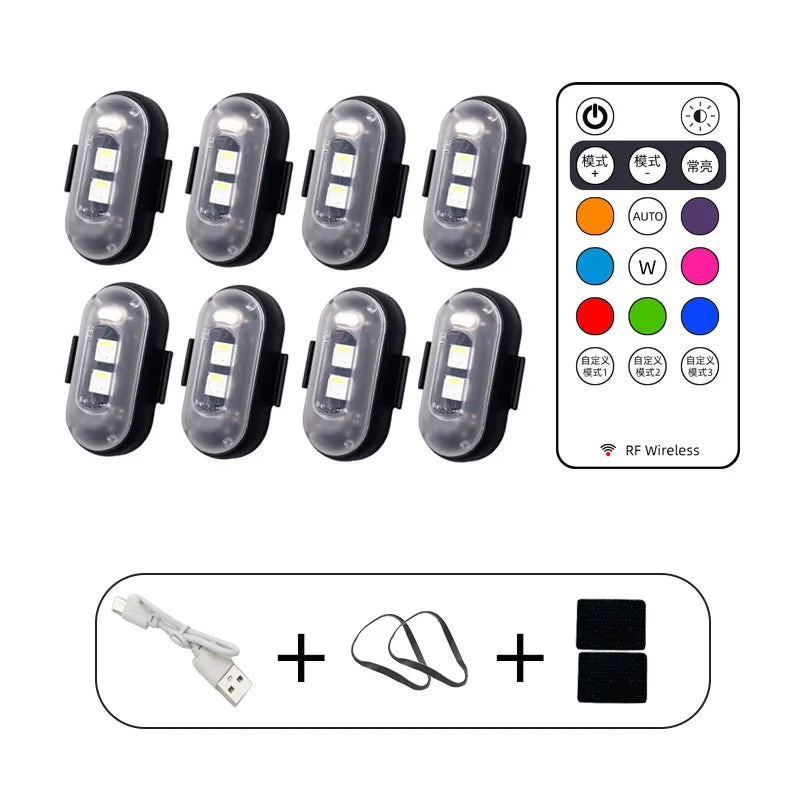 10x 4x 8 Colors Wireless Remote Control LED Strobe Light