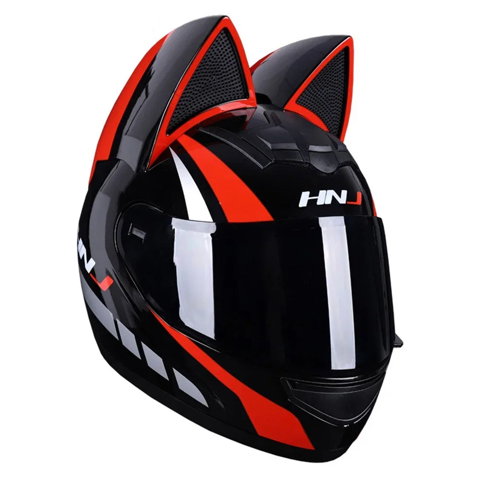 KemiMOTO Full Face Detachable Cat Ear Motorcycle Helmet DOT