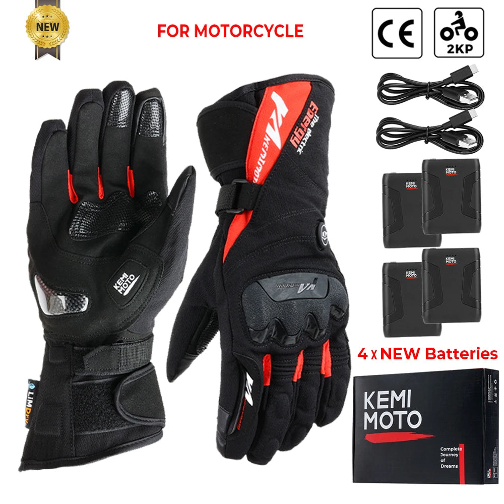 KemiMoto Motorcycle Touch Screen Heated Gloves