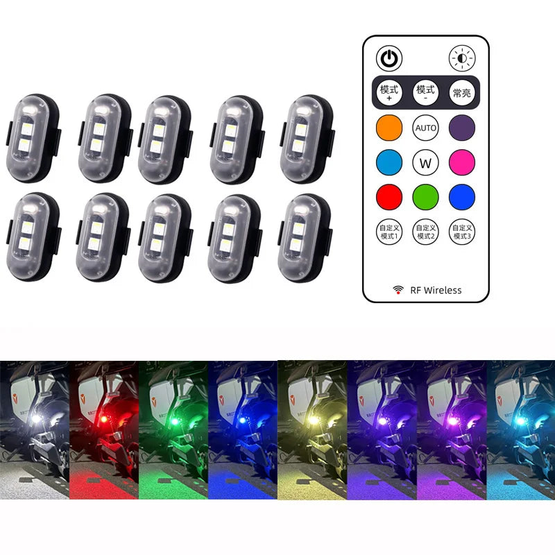 10x 4x 8 Colors Wireless Remote Control LED Strobe Light