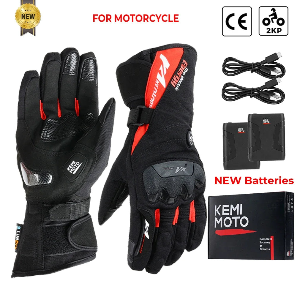 KemiMoto Motorcycle Touch Screen Heated Gloves