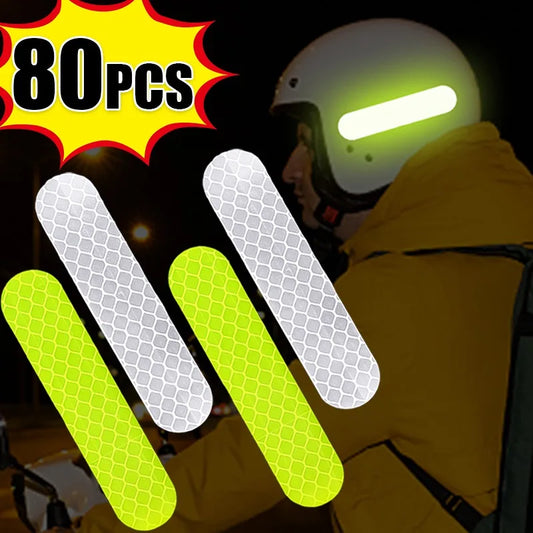 80-10PCS Helmet Safety Warning Reflective Stickers