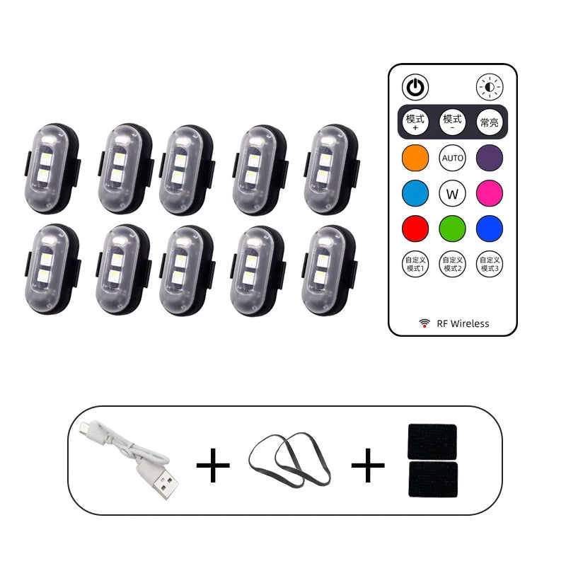 10x 4x 8 Colors Wireless Remote Control LED Strobe Light