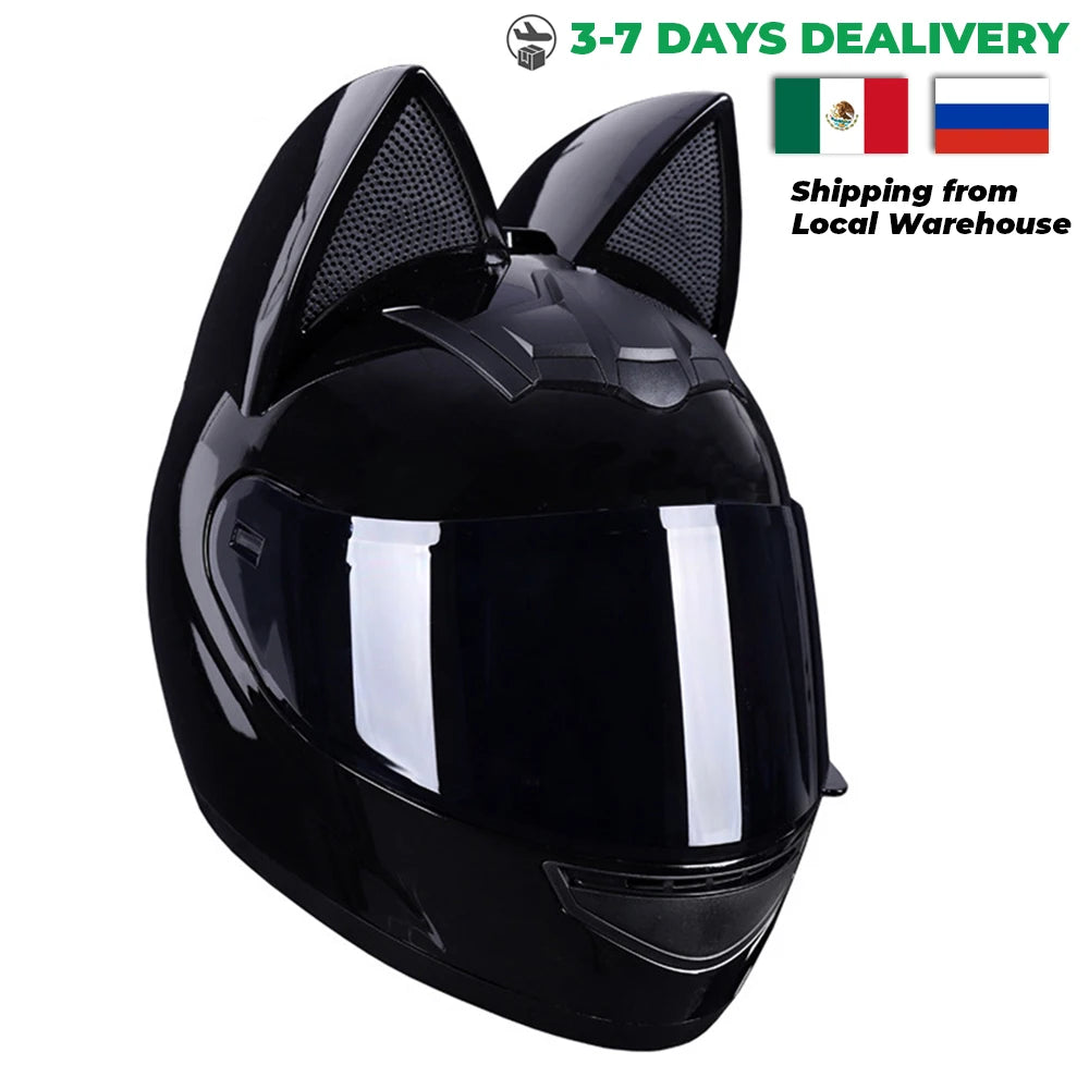 KemiMOTO Full Face Detachable Cat Ear Motorcycle Helmet DOT