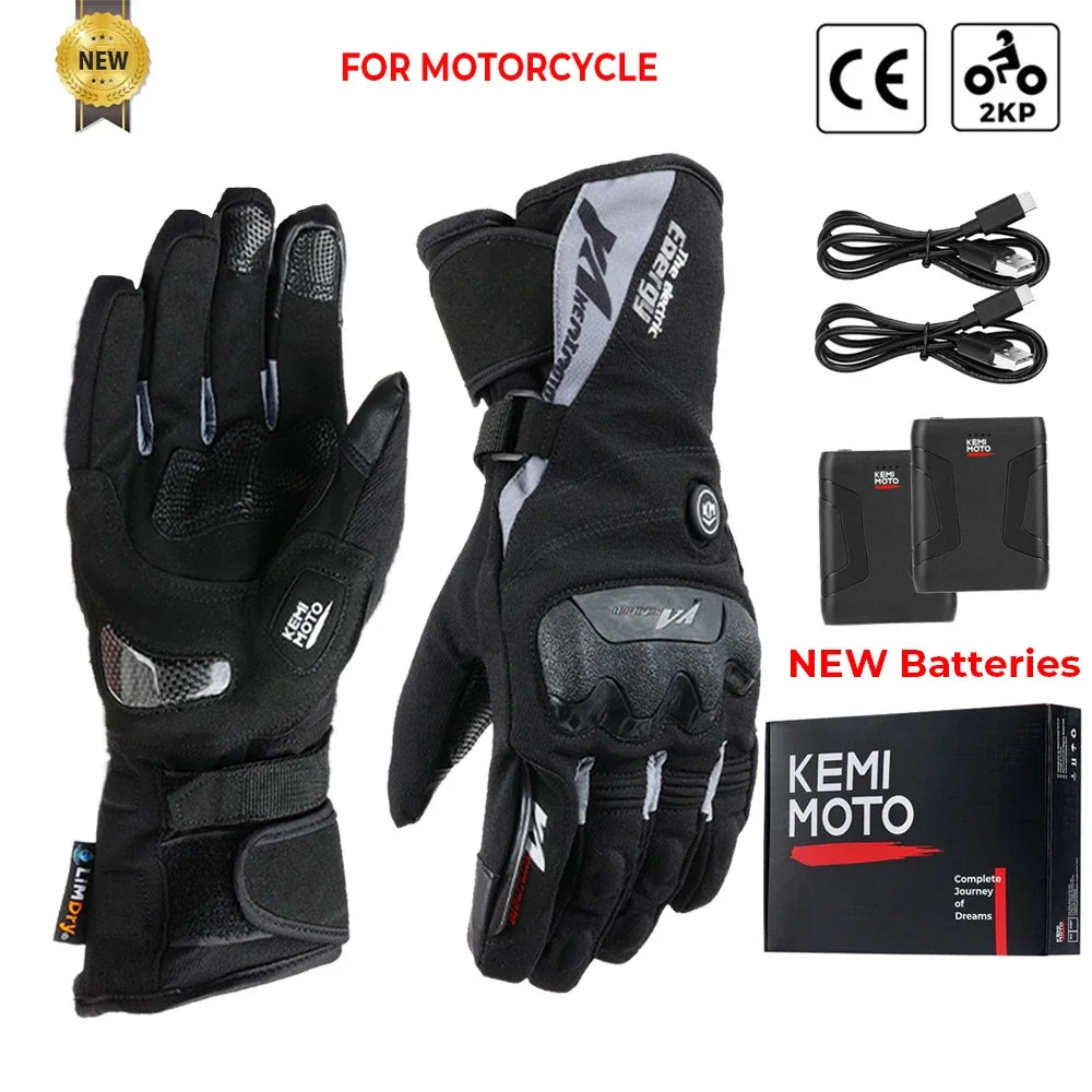 KemiMoto Motorcycle Touch Screen Heated Gloves