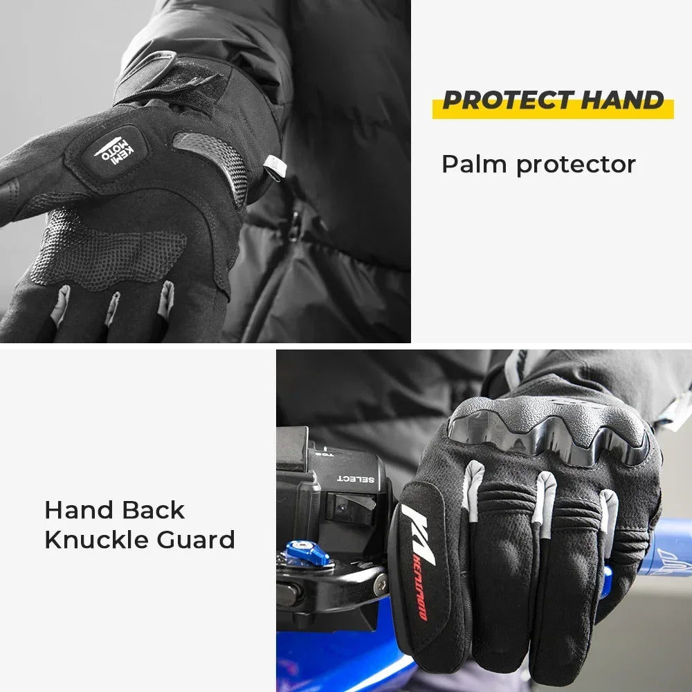 KemiMoto Motorcycle Touch Screen Heated Gloves