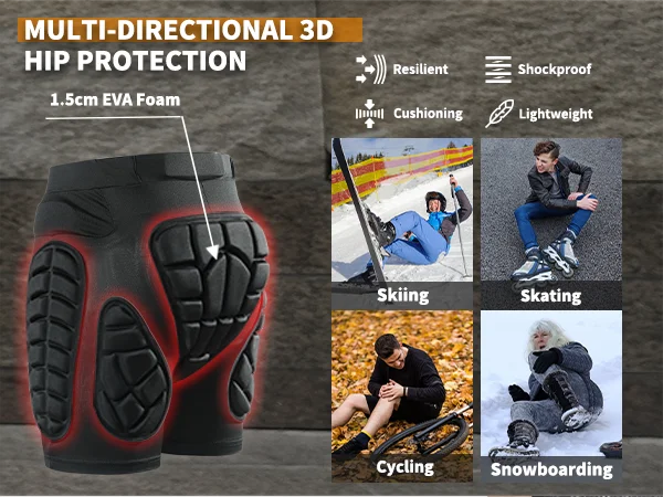 WOSAWE Motorcycle Shorts Skating Hip protector MTB Motocross Hip Paddeds Skiing Snowboard Shorts Protective Gear