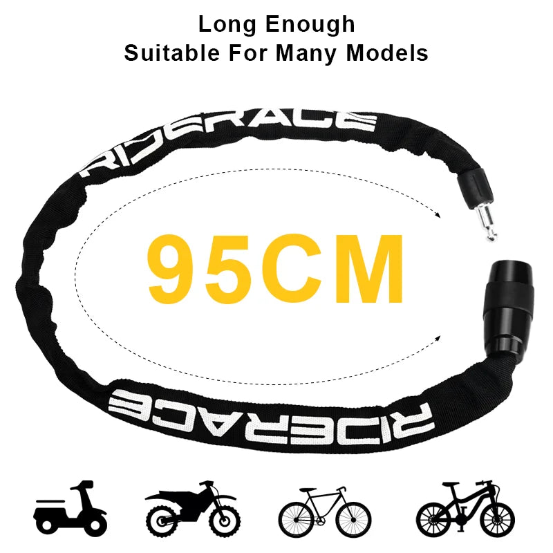 RIDERACE Bicycle Chain Lock Portable Anti-theft High Security