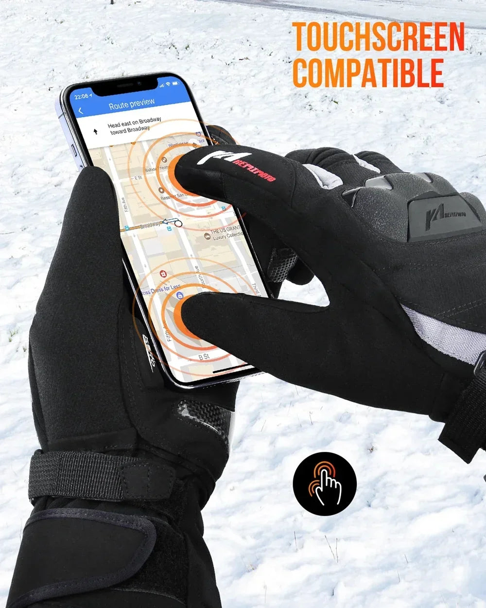 KemiMoto Motorcycle Touch Screen Heated Gloves